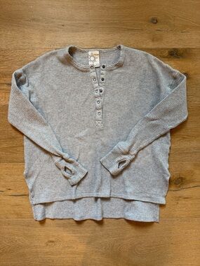OFFLINE BY AERIE Thermal Henley Pullover in Light Gray
